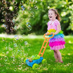 Lydaz Bubble Lawn Mower for Toddlers 18" Push Mower with Realistic Sounds and Bubble Maker for Indoor and Outdoor Play