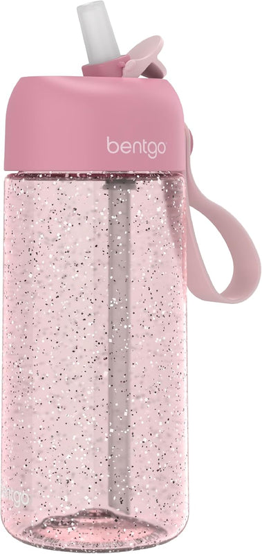 Bentgo Kids Water Bottle 2-Pack, Leak-Proof, 15 oz, Bite & Sip Spout | Durable Tritan, BPA-Free, Shatter-Resistant, Carry Handle, Top-Rack Dishwasher Safe (Dinosaur/Dino Fossils)