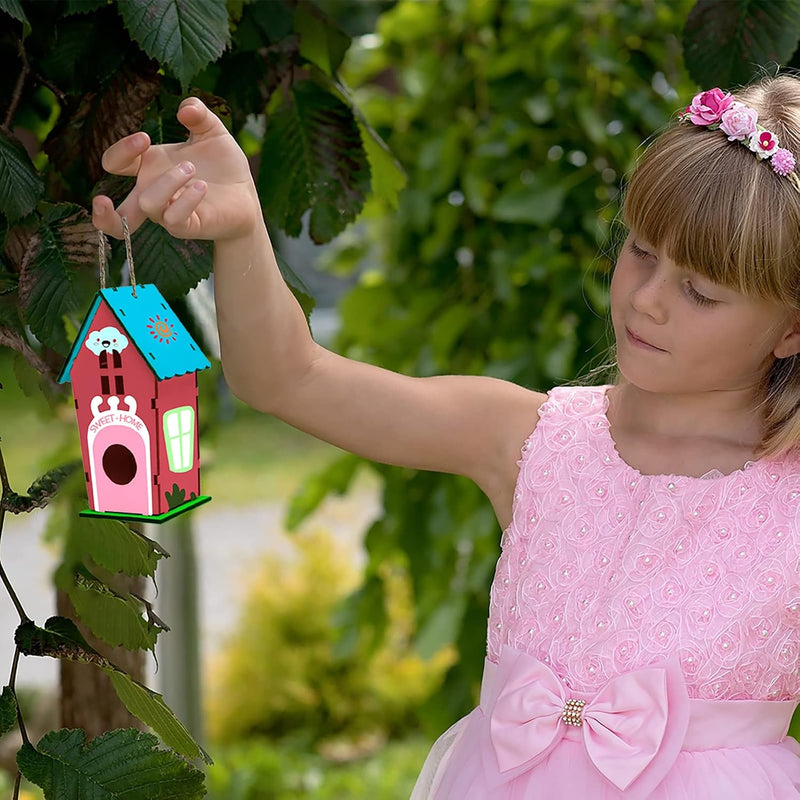 hapray 4 Pack Bird House Craft Kit, DIY Birdhouse for Kids to Build & Paint