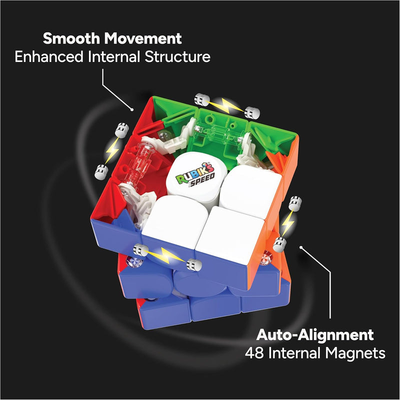 Rubik’s 3x3 Magnetic Speed Cube for Fast Solves and Brain Teasers, Ages 8 & Up, Speed Cubing Toy