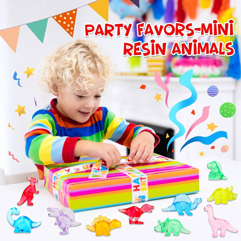 HAPTIME 230 Pcs Mini Resin Animals, Bulk Mini Trinkets, Mini Dinosaur Figures, Resin Figures to Hide, Tiny Dinosaur Party Favors, Small Classroom Prizes for Kids, Easter Egg Fillers