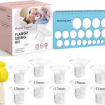 Nursi Luna Flange Sizing Kit for 24mm Breast Pumps, 10PCS | 13/15/17/19/21mm Flange Inserts, Nipple Measurement Tool, Fit Electric & Manual Pumps, Soft Silicone, Comfortable Pumping