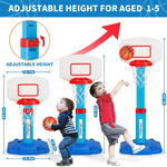 Adjustable Toddler Basketball Hoop Indoor for Kids Age 1-3 with 3 Balls and Mini Basketball Hoop