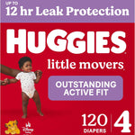 Huggies Size 4 Diapers, Little Movers Baby Diapers, Size 4 (22-37 lbs), 120 Count, Packaging May Vary