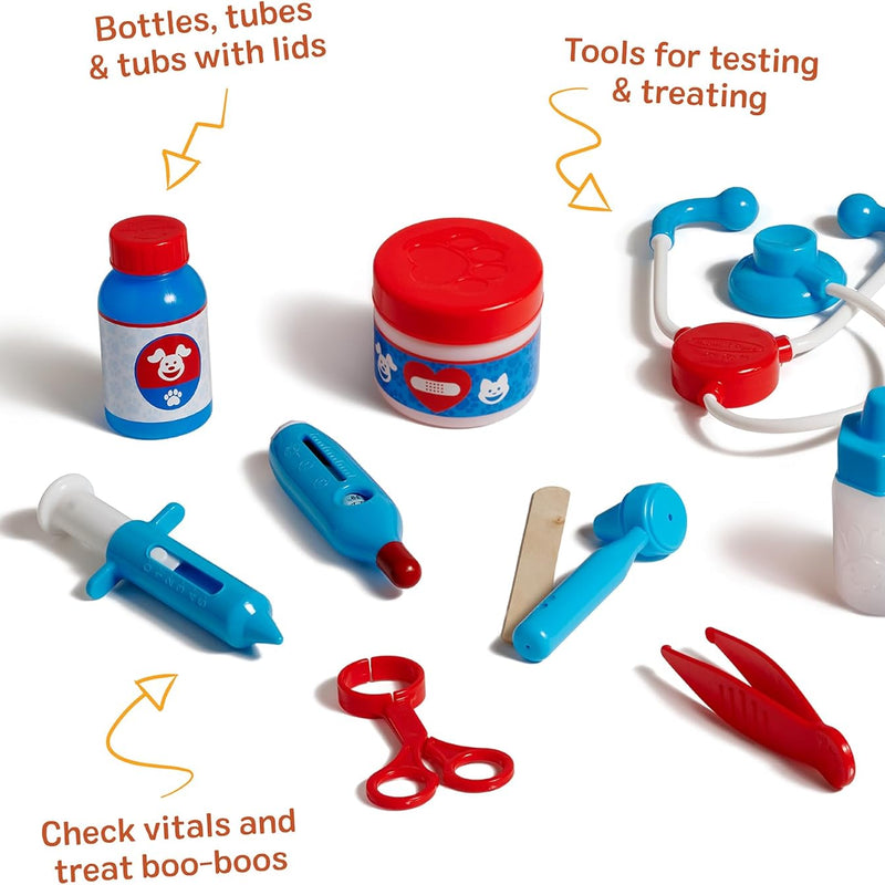 Melissa & Doug Examine and Treat Pet Vet Play Set, 24-Piece Animal Doctor Playset with Dog & Cat Plushies