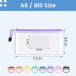 Sooez 24 Pack Mesh Zipper Pouch Bags with Label Pocket, A6 (9.1×4.7 in) Small Pencil Case Pouch for Organizing, Clear Plastic Pencil Pouches Bulk for School Supplies Storage, Money Envelopes for Cash
