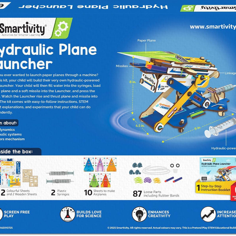 Smartivity DIY 2in1 Hydraulic Paper Airplanes & Darts Launcher STEM Toy for Kids Ages 6-12