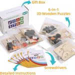 Yutin STEM Kits for Kids Age 8-10 10-12, 6 Set Wood Building Projects Crafts Science Model Car Kits for Kids Age 8-12, Wooden 3D Puzzles, STEM Toys for Boys 8 9 10 12 13 Year Old Birthday Gifts
