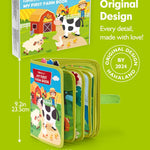 hahaland Busy Book for Toddlers - 20-in-1 Montessori Farm Busy Board for 1 Year Old Gifts, Educational Learning Toys