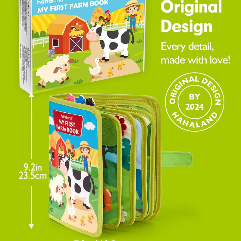 hahaland Busy Book for Toddlers - 20-in-1 Montessori Farm Busy Board for 1 Year Old Gifts, Educational Learning Toys