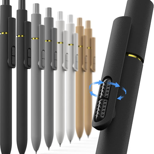 Hiacry 8 Pcs Gel Pens - 0.7mm Fine Point Smooth Writing Black Ink, Quick-Dry Long Lasting Fidget Pens, School & Office Supplies for Men Women（Classic-Black Ink）