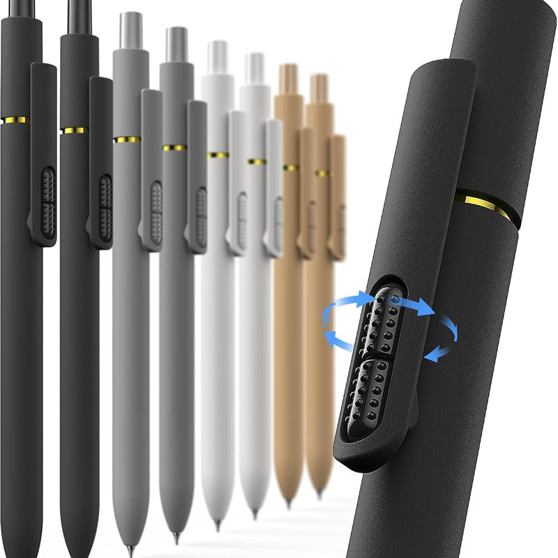 Hiacry 8 Pcs Gel Pens - 0.7mm Fine Point Smooth Writing Black Ink, Quick-Dry Long Lasting Fidget Pens, School & Office Supplies for Men Women（Classic-Black Ink）