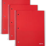Amazon Basics College-Ruled 3-Subject Spiral Notebook, 150 Sheets, 8.5 x 11 inches, Black