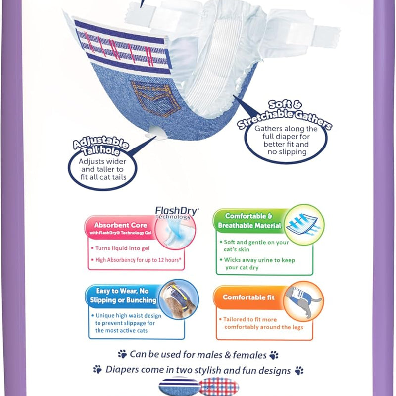 Hartz Comfitables Cat Diapers, Size L 12 Count, Comfortable & Secure Fit, Easy to Put On