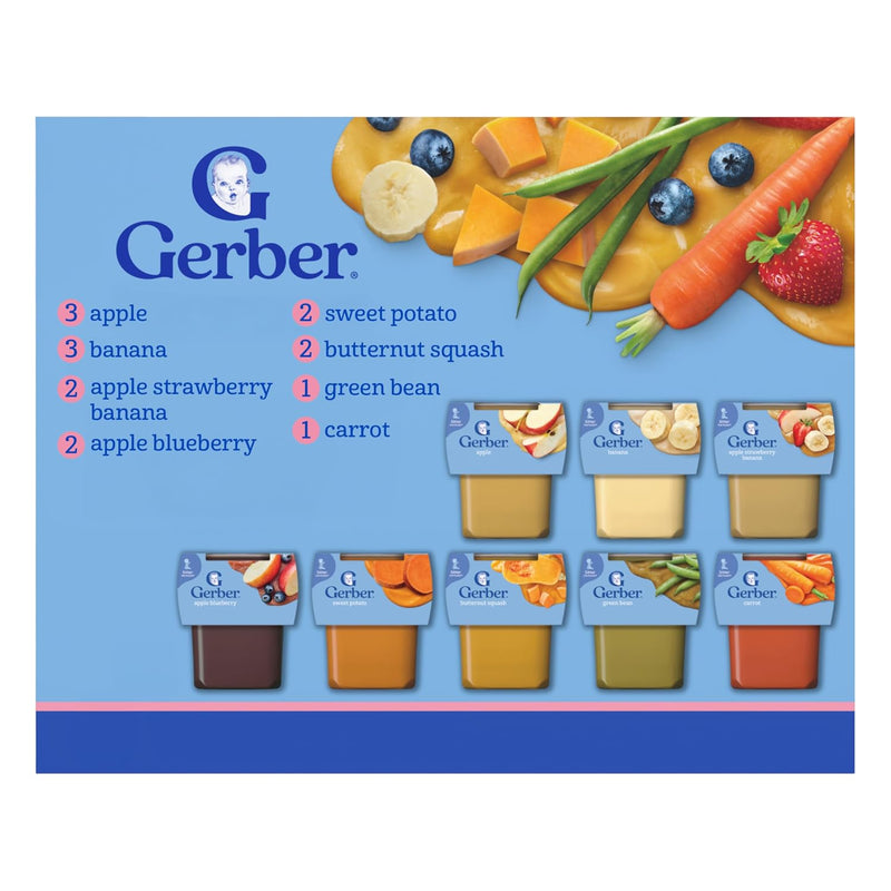 Gerber Stage 2 Baby Food, Fruit & Veggie Favorites Tubs, Baby Puree, Variety 32PK | Stage 2 fruit and veggie puree variety pack; 32 x 4 oz tubs