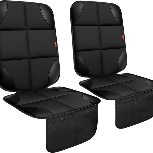 XHYANG Car Seat Protector 1 Pack Car Seat Cushion Mat Thickest Padding,Waterproof 600D Fabric Car Seat Covers for Non-Slip Backing Mesh Pockets for Baby and Pet (Black, 2 Pcs)
