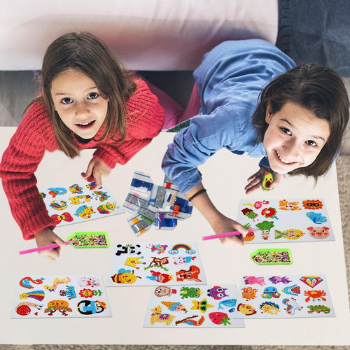 60pcs 5D Diamond Art Stickers Arts and Crafts Kits for Kids Ages 4-8 8-12 | Creative Gem Art Paint by Number Kits for Kids Boys Girls DIY Mosaic Stickers Toys for Birthday Party Halloween Xmas Gifts