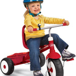 Radio Flyer Deluxe Steer & Stroll Trike, Red, for Kids 2-5, 2-in-1 Parent Steer Tricycle
