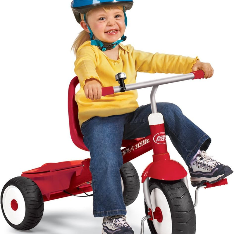 Radio Flyer Deluxe Steer & Stroll Trike, Red, for Kids 2-5, 2-in-1 Parent Steer Tricycle