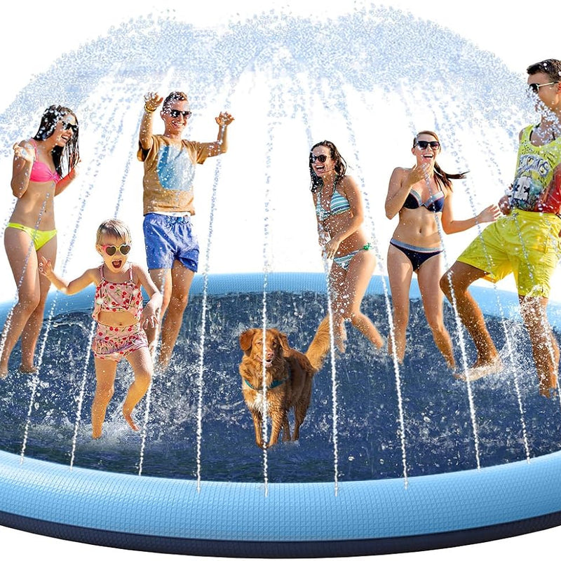 VISTOP 67" Non-Slip Splash Pad for Kids and Dogs, Thickened Sprinkler Pool for Toddlers, Outdoor Backyard Water Toys, Fun Fountain Play Mat for Babies, Children & Pets Blue
