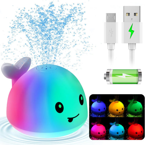 Gigilli Light up Baby Bath Toys for Kids Ages 1-3, Whale Bath Toy Sprinkler, Rechargeable Battery