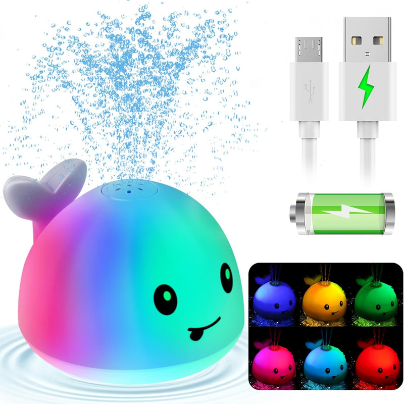 Gigilli Light up Baby Bath Toys for Kids Ages 1-3, Whale Bath Toy Sprinkler, Rechargeable Battery