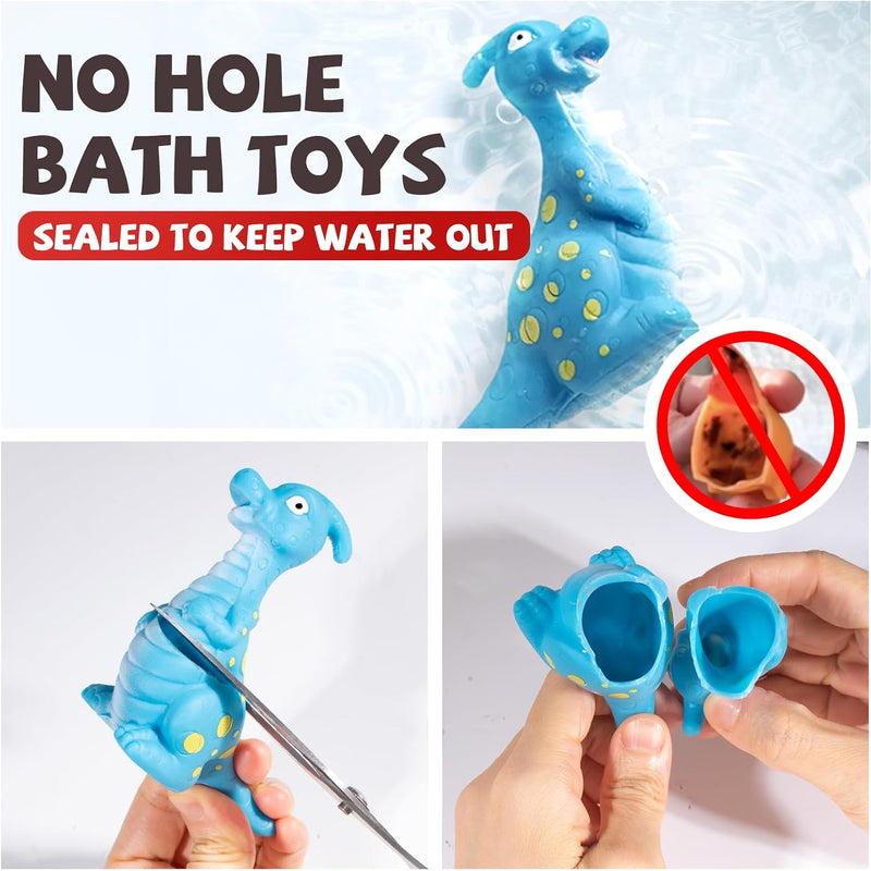 Hely Cancy Dinosaur Bath Toys for Toddlers: No-Hole Design, Floating Fun in the Tub