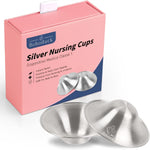 Boboduck The Original Silver Nursing Cups - Nipple Shields for Nursing Newborn, Newborn Breastfeeding Must Haves for Soothe and Protect Your Nursing Nipples - 925 Silver (Regular Size)