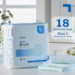 McKesson Ultra Briefs, Heavy Absorbency, Large, Unisex, 58 in, 72 ct | Disposable, Elastic Leg Gathers and Contoured Fit for Men and Women, Incontinence