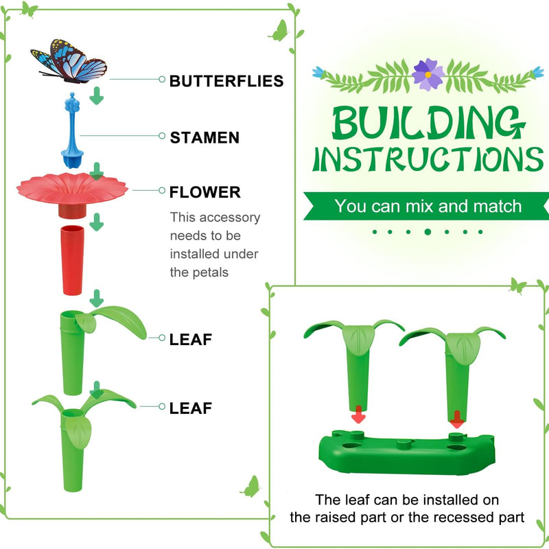 springflower flower garden building kit 148pcs for girls 3-7 years old with storage case