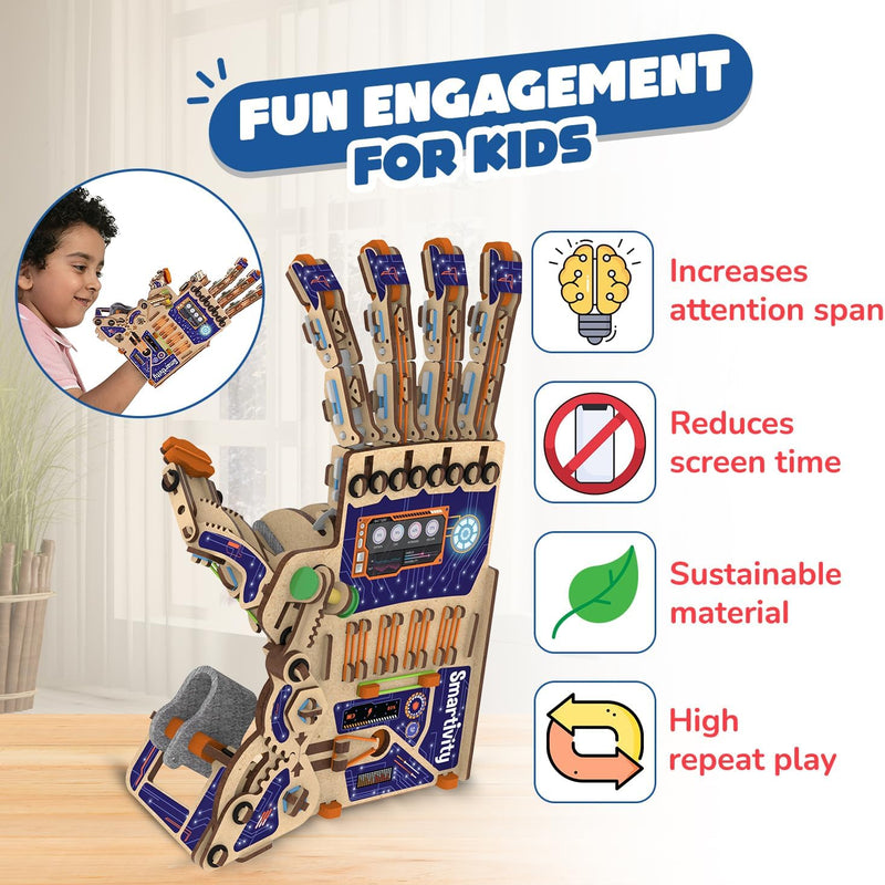 Smartivity DIY Robotic Mechanical Hand STEM Toy for Kids 8-14 Years Old, Engineering Kit, Parents Choice Award Winner