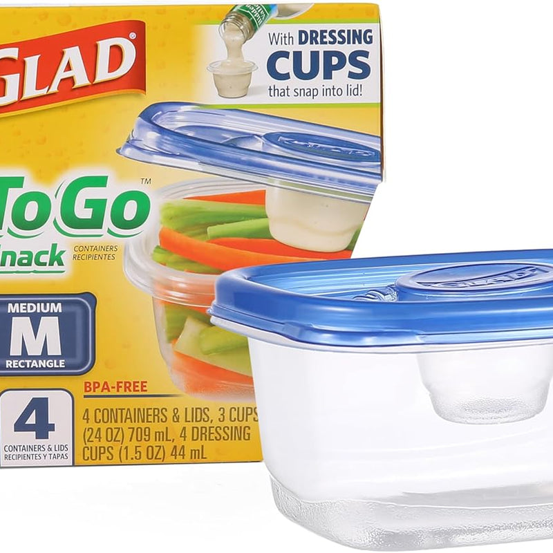 Glad GladWare Mini Round Food Storage Containers, 4 Oz, 8 Count | BPA-free, lock-tight seal for snacks, portion control, and on-the-go; reusable and stackable