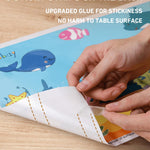Babebay Disposable Placemats for Baby, 60 Pack Sticky Toddler Placemat for Restaurants, Dining Table, Party, Travel, 12" x 18" with 3 Designs
