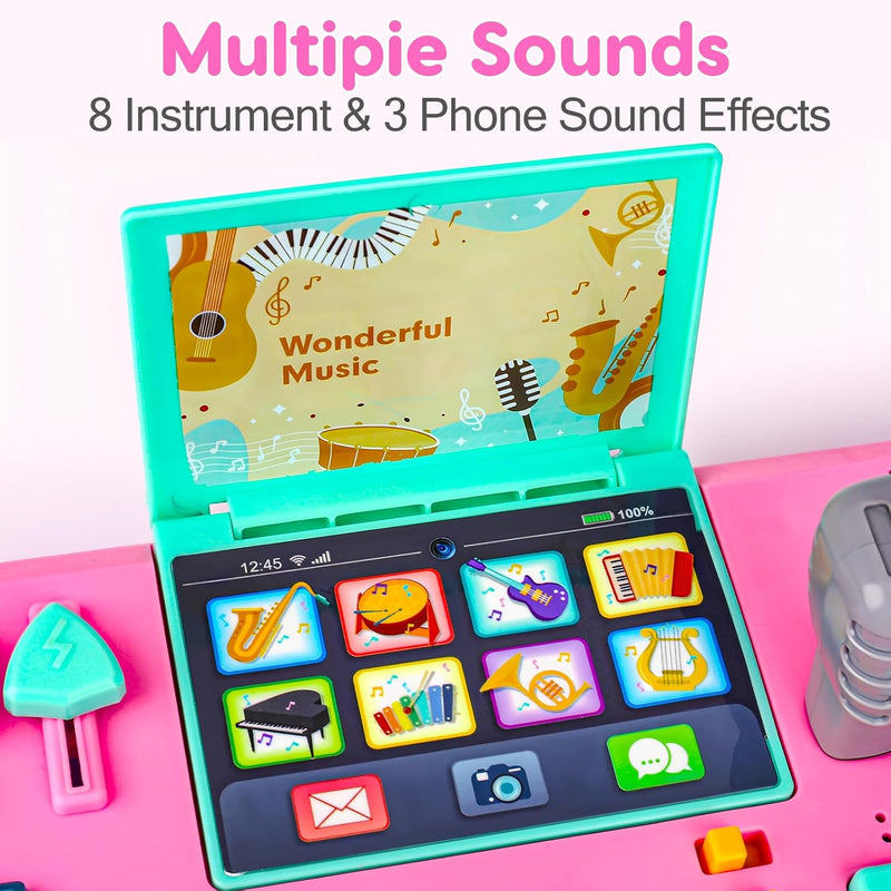 Baby DJ Table for Toddlers 1-3 with Music & Light, Learning Toys for 6-9-12-18 Months