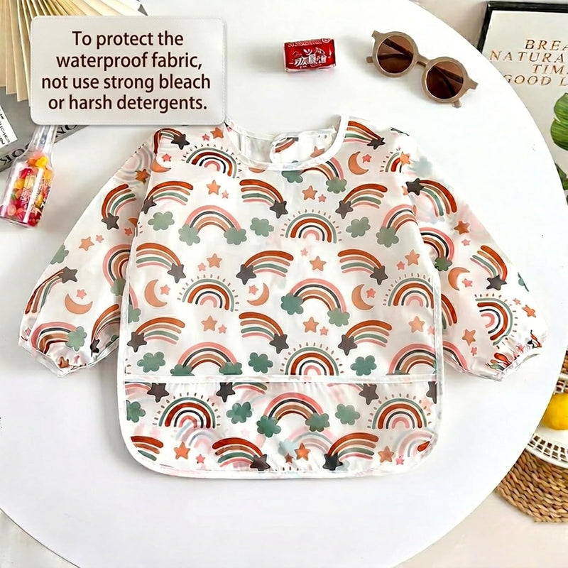 PandaEar 5 Pack Baby Long Sleeve Bibs| Waterproof Full Sleeve Bib for Baby Infant Toddler 6-36 Months