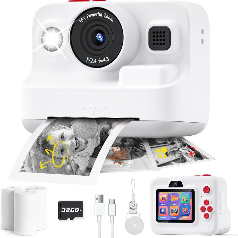 Dylanto Kids Camera Instant Print, 1080P Kids Instant Cameras, Christmas Birthday Gifts for Girls Age 3-12