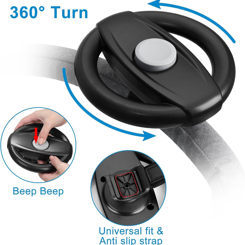 Accmor Stroller Steering Wheel Toy, Steering Wheel for Shopping Carts | Simulated Steering Wheel Universal Detachable Pretend Driving Funny Stroller Toy Attachment
