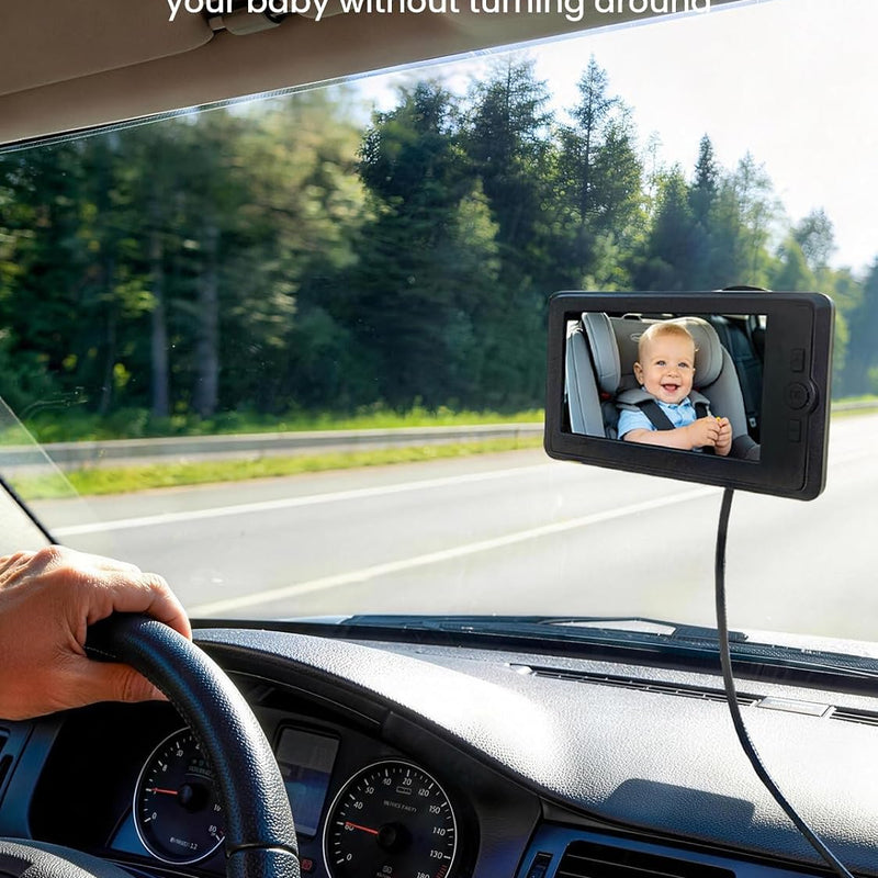 GROWNSY Baby Car Camera with Night Vision, 4.3 Inch HD Display | Baby Car Monitor with Wide Clear View, Rear Facing to Observe Baby, 360° Adjustable, Auto IR Night Vision