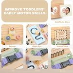 joyreal wooden montessori toys for toddlers sensory activity board with led lights music box locks