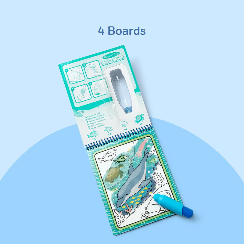 Melissa & Doug On The Go Water Wow! Mess Free Coloring Book, Reusable Water-Reveal Activity Pad, Under The Sea, Travel Toys, Party Favors, for Toddlers & Kids Ages 3+ - FSC Certified