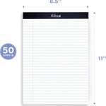 Alitte Legal Notepads 8.5 x 11, Pack of 12 - Perforated Wide Ruled Writing Pad - Premium Thick Paper, No Ink Bleeding - Blank Legal Pads For Home, Office, School, Business - 50 Sheets Per Notebook