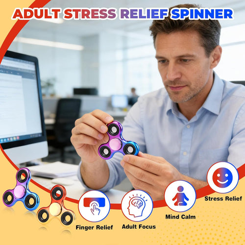 Fidget Spinner 2 Pack, Fidget Toys Adults Metal Fidget Spinners Fidget Toys for Kids for Autism ADHD Anxiety Gift for Teens Boys