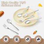 12Pcs Stainless Steel Toddler Utensils Small Metal Kids Silverware | Food-grade, Ideal Transitional Baby Forks and Spoons, Cute pattern, Designed for Children, Dishwasher Safe, Mirror Polished