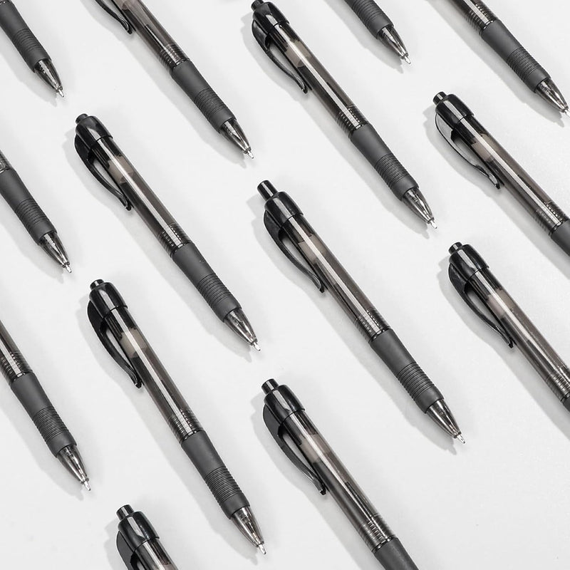 deegtran Pens Bulk, 50 Pack No Bleed Black Ink Click Pens with Soft Grip, Wholesale Retractable Ballpoint Pens for Office School, Medium Point Smooth 1.0MM