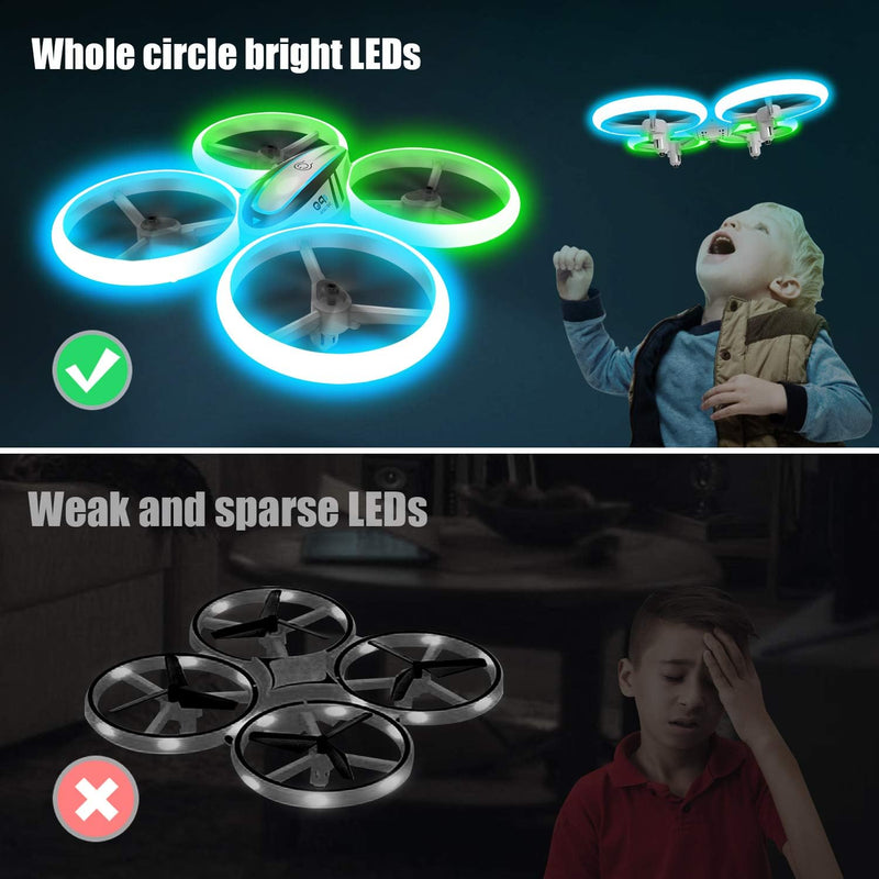 Q9s Drone for Kids with Altitude Hold and Headless Mode, Quadcopter with Blue and Green Light, Propeller Full Protect