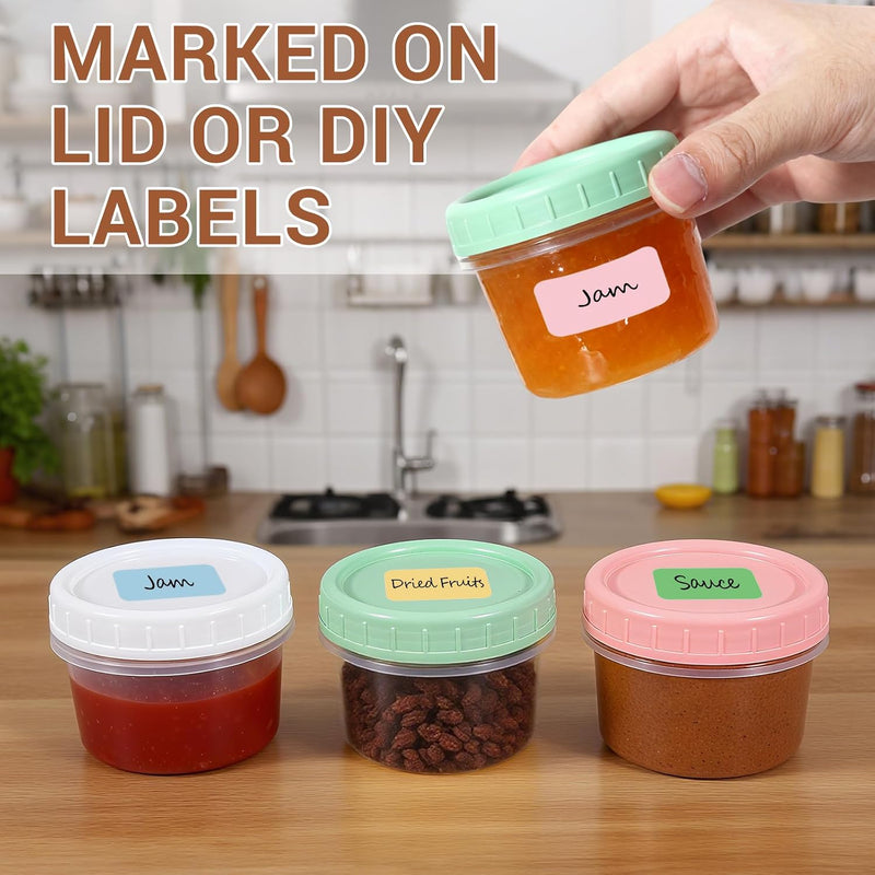 DEMORA 4 oz Small Plastic Containers with Twist on Lids [20 Sets], Stackable Little Food Storage Containers for Snack Lunch Meal Prep Salad Dressings, Freezer/Microwave/Dishwasher Safe, BPA Free