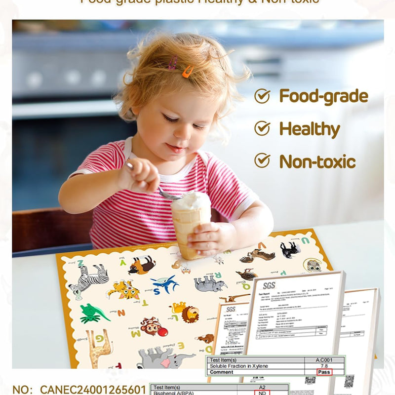 45 Pack Sticky Disposable Placemats for Baby & Toddlers,Toddler Placemat 12"x18" Kids Table Mat for Party, Picnic Table, Restaurants Dining Table Travel Essentials for Toddlers with 5 Designs