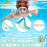 Vvinca 2 Pcs Kids Swim Goggles with Nose Cover, Swimming Diving Mask Wide View Anti Fog UV Anti Shattered Lens for Kids 3-14