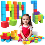 Large Magnetic Building Blocks for Toddlers, 1.65 inch Cubes in Rainbow Theme, 12 PCS, 1-3 Years Old