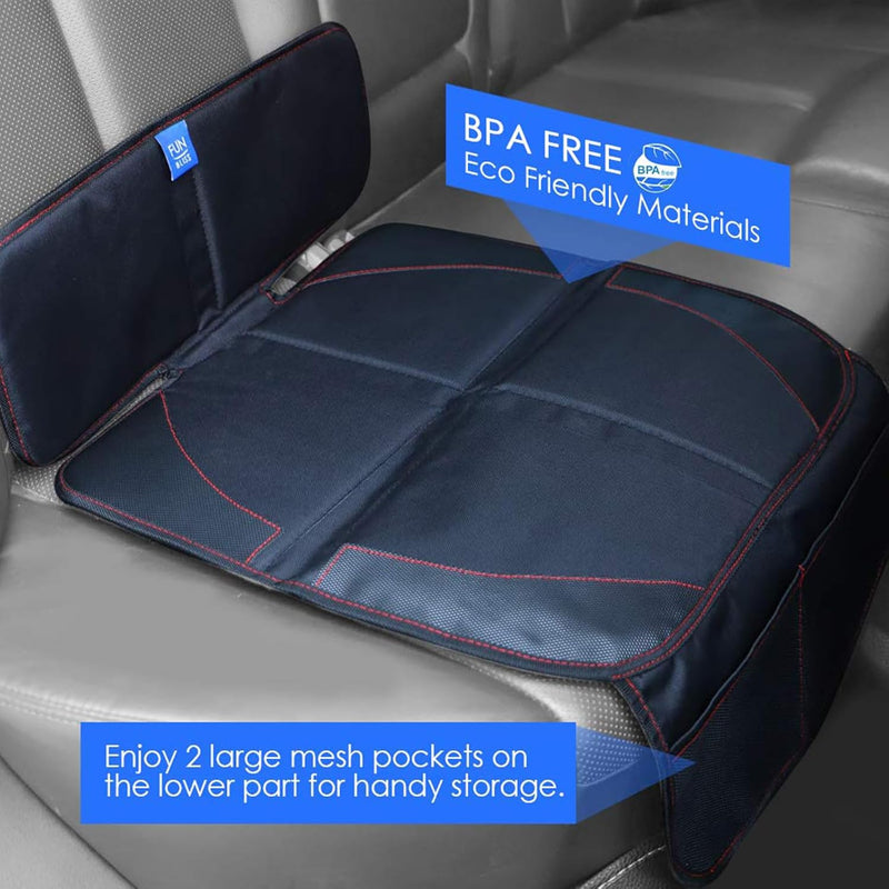 funbliss Car Seat Protector for Child Car Seat | Auto Seat Cover Mat, Thickest Padding, Protects Leather & Fabric Upholstery, PVC Leather Reinforced Corners